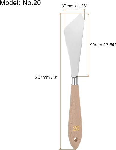 Miniatura 2 de HARFINGTON 4pcs No.20 Paleta Cuchillos 1.260 in Ancho Acero Inoxidable Gran Inclinación Espátula Pintura Cuchillo de Paleta con Mango de Madera para