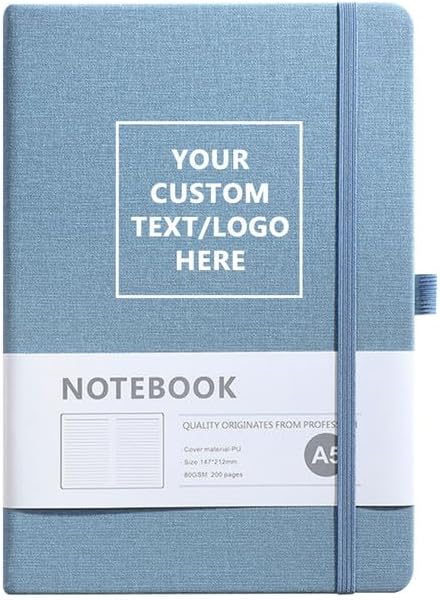 Cuaderno personalizado, puede grabar logotipo, textoimagen, cuaderno A5 personalizable, diario diario para escritura, 192 páginas rayadas de 8.3 x