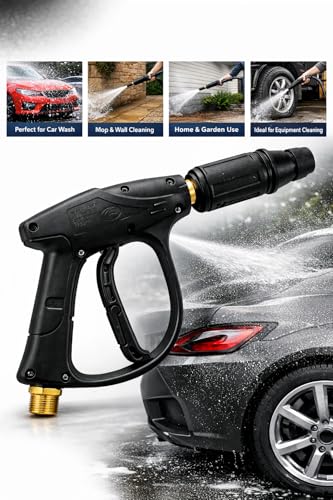 Image of KISAN High Pressure Washer Gun with Foam Cannon Bottle, Quick Connector & Water Filter Set - Compatible Pressure Washer Spray Gun Kit for Car Wash, Bike, Floor & Garden Cleaning