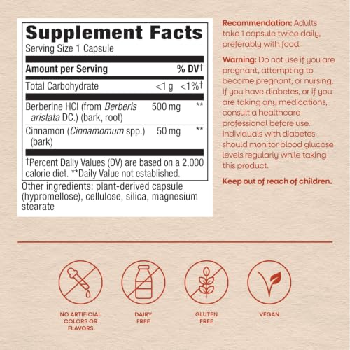 Nature’s Way Berberine with Cinnamon, 500 mg Berberine HCl, 60 ct - image 6
