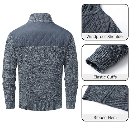 Image of Vcansion Men's Classic Cardigan Sweaters Stand Collar Slim Fit Casual Knitted Sweater