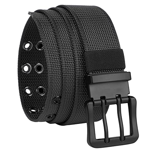 Sportmusies Nylon Military Tactical Belt Double Hole Grommet Webbing Waist Belt for Women & Men