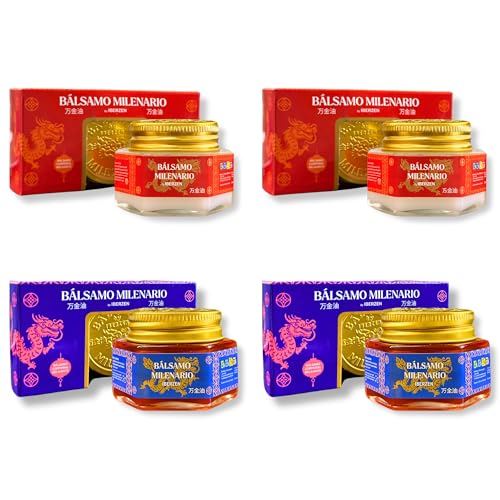 Super Combo 4x Bálsamo Milenario 2x Efecto Frio + 2x Efecto Calor | Alivio Piernas Cansadas | Masajes | Alivio Natural Muscular Contracturas | Tras Deporte | Crema Tigre | Mentol | Alcanfor | Canela