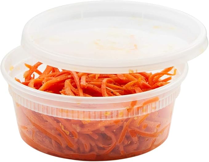 (24 Pack) 8 oz Plastic Soup Containers with Lids, Heavy