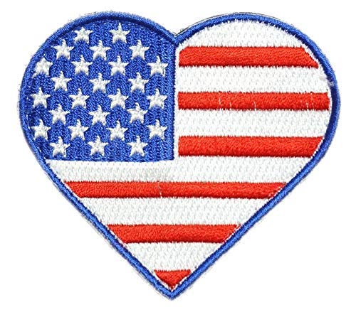 WAPPEN-YA DONGRI Heart-Shaped American Flag Embroidered Patch A0320