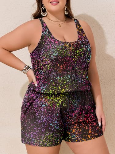 Image of Summer Mae Plus Size Swim Romper One Piece Swimsuit Women Blouson Bathing Suit with Pockets 2026 Modest Swimwear