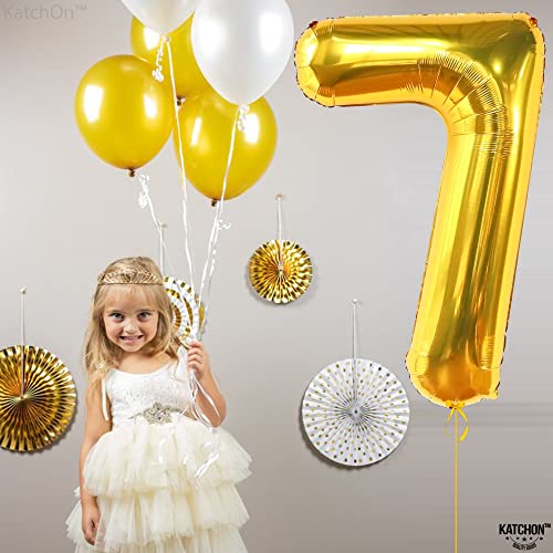 Image of KatchOn Gold Number 7 Balloon 40 Inch, 7th Birthday Balloon