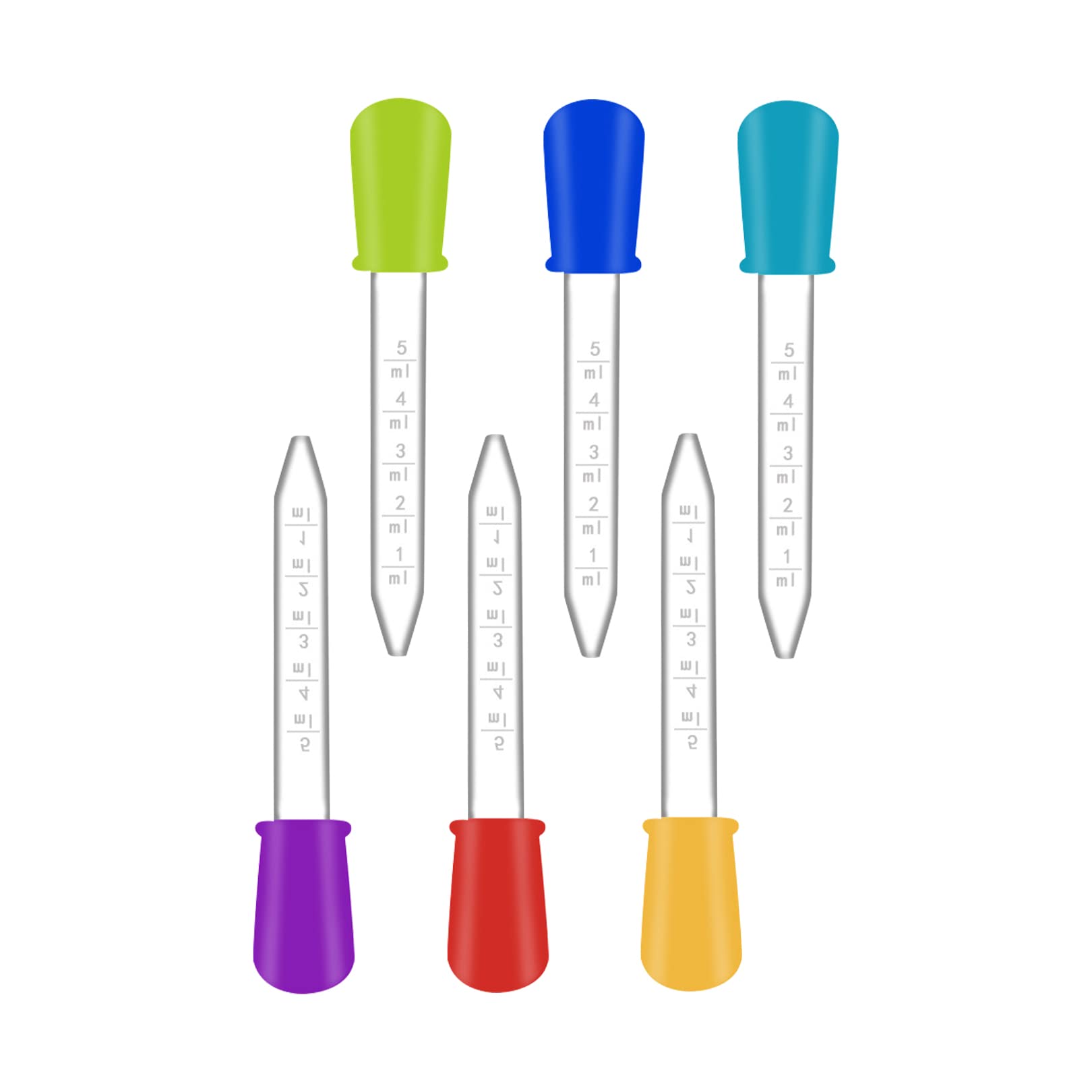 6pcs Silicone Pipettes Dropper,Plastic Pipettes Bulb Tip Eye Dropper,5ml Plastic Droppers Liquid Droppers Pipettes,Liquid Transfer Dispenser Pipettes for Gummy Candy Mold,Plant(6 Colors)