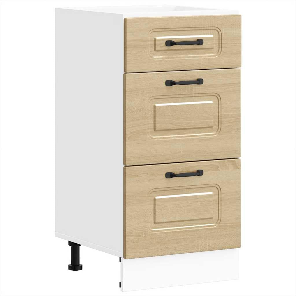 Armario de cocina Kalmar blanco de madera con patas ajustables en altura y compartimento grande para una protección fiable y fácil limpieza en su cocina, diseño compacto