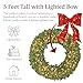 Best Choice Products 60in Large Artificial Pre-Lit Fir Christmas Wreath Holiday Accent Decoration for Door, Mantel w/Red Lighted Bow, 375 LED Lights, 930 PVC Tips, Power Plug-in
