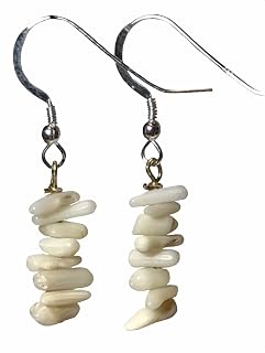 Off-white coral chips earnings; Natural bamboo coral branches beads; Sterling silver; Dainty, feminine, delicate look; Handcrafted in WA;