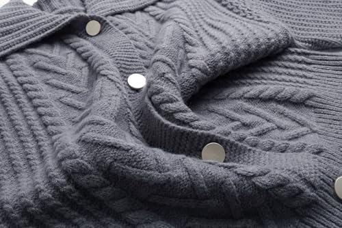 Image of CHARTOU Women Winter Thick Cardigan Lapel Collar Button Down Chunky Knit Coatigan Sweater Jacket
