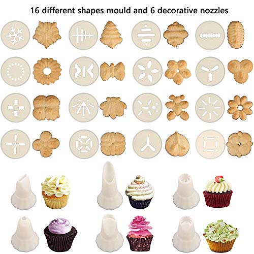Versatile DIY Biscuit Maker & Cookie Press Kit with 16 Stencils and 6 Nozzles - Durable Stainless Steel Cookie Press Machine - Image 4