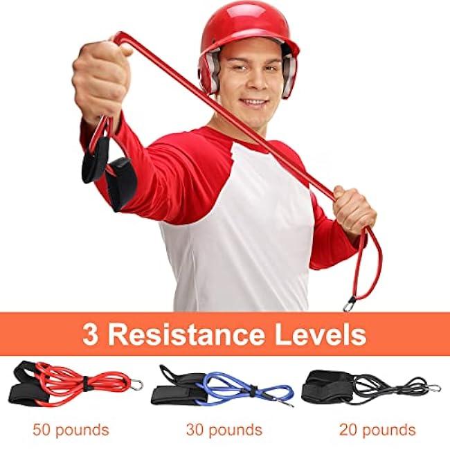 Skylety 3 Pcs Baseball Resistance Bands Youth & Adult Exercise Baseball Pitching Training Bands, 3 Levels 20/30/50 Lbs