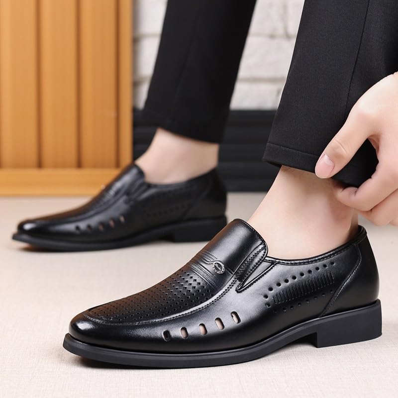 Men's Casual Dress Shoes Waterproof Business Formal Derby Shoes Genuine Leather Platform Slip-on Oxfords2
