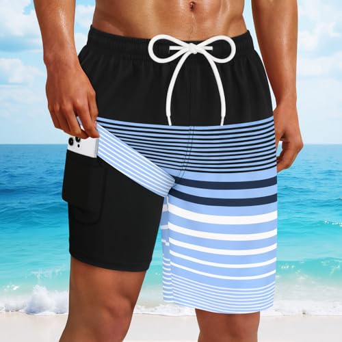 Mens Swim Trunks with Compression Liner 9'' Quick Dry Mens Bathing