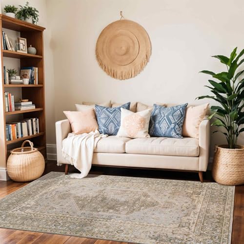 Surya Livabliss Boka Tradizionale Vintage Rectangle Tappeto | Beige, Beige chiaro, Marrone | 160x213cm | Soggiorno e Camera da Letto | Tessuto a Macchina Poliestere