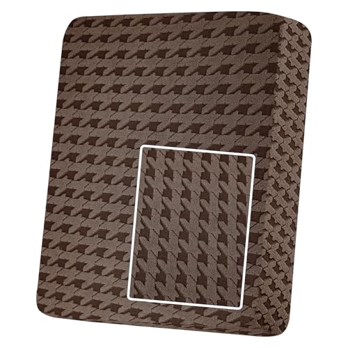 MAXIJIN Couch Cushion Covers for Sectional Sofa, Stretch Sofa Cushion Cover Washable Furniture Protector with Elastic Bottom & Non-Slip Strap for Pets Kids (1PC Back Couch Cover, Brown)