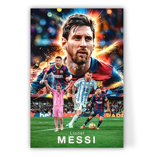 Messi Poster Famous Soccer Player Posters Leonel Messi Posters For Boys Bedroom Soccer Wall Art Gift for Fan Football Leonel Messi Wall Art Living Room Sport Room Gift for Fan Football - 8x10 Inches