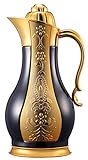 Quality Thermal Carafe by Eglaf/Gorgeous Thermal Pitcher/Vacuum Insulated Double Wall Inner/Carafe for Tea and Coffee - Coffee Pot / - Keep Hot or Cold / 1L(Black with Gulch Gold)
