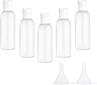 5pcs 100ml Clear Plastic Bottles Transparent Empty Bottles Refillable Bottles Travel Bottles Set for Travel or Cosmetic with 2pcs Small Funnels