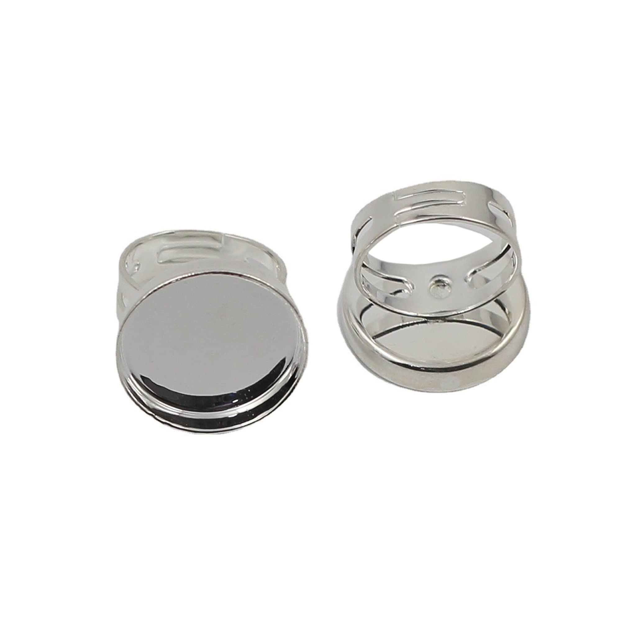 Beadsnice 10Pcs Silver Finger Ring Brass Ring Blank Base Ring Settings  Components