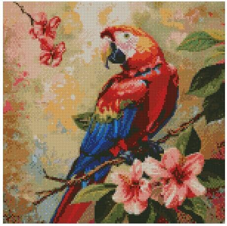 Kit de broderie point de croix perroquet tropical 26x26cm pour loisirs créatifs