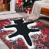Light Up Fried Cat Rugs, Funny Christmas Area Rug with String Lights, Aunt Bethany’s Fried Pussycat from National Lampoon's Christmas Vacation, Christmas Decorations Carpet (Colorful Light)
