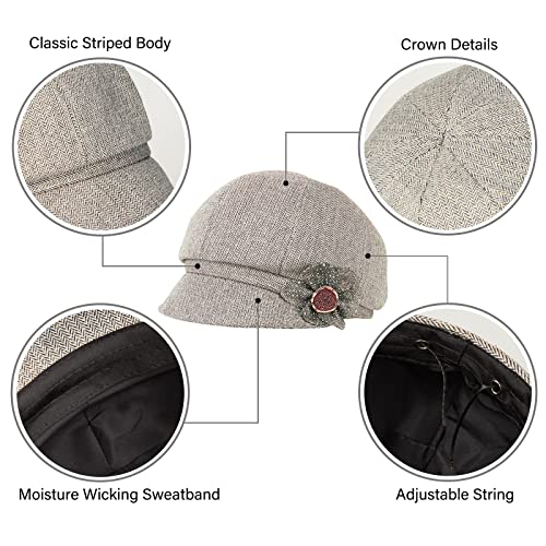 Juiterchy Women Retro Classic Visor Newsboy Cabbie Cap Beret Hats With Flower Buckle For Woman Ladies thumb #2