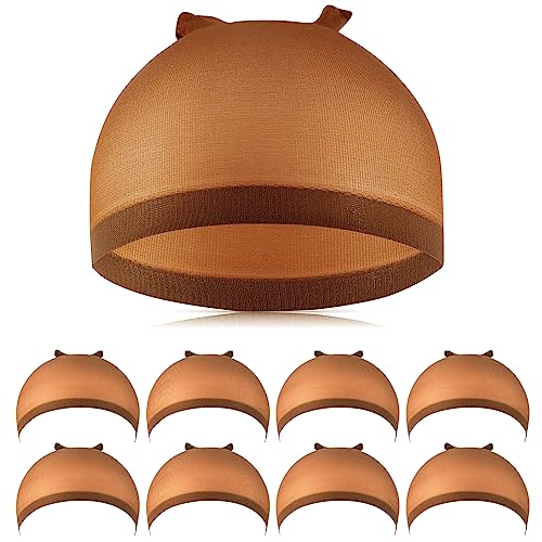 Wig Caps For Women, Ikoco 8Pcs Brown Wig Cap For Lace Front Wig Caps Bulk Stretch Nylon Stocking Caps For Wigs #TOP30