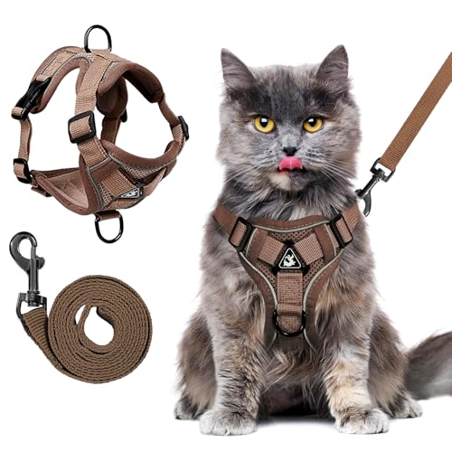 lomdung Katzengeschirr mit Leine Ausbruchsicher, Verstellbar Katzenleine mit Geschirr für Katzen, Cat Harness mit Reflektierenden Streifen, für...