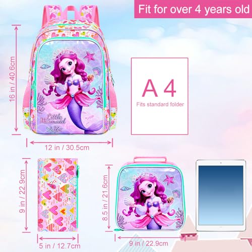 Image of WZLVO 3PCS Kids Backpack for Girls, Unicorn Dinosaur Animal Prechool Elementary Kindergarten School Bookbag with Lunch Box