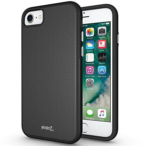 iPhone 7 Case, MoboZx [Premium Grippery] Dual-Layer [Grippery PC + Flexible TPU] Slim Protective Scratch-Resistant Shock-Proof Bumper for Apple iPhone 7 (Black)