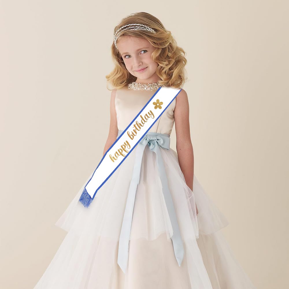 Birthday Sash Prom Queen Sash White Sash With Blue Tassels Party Supplies Birthday Girl Sash Bride To Be Sash Mom To Be Birthday Queen Sashes Bachelorette Bride Sashes For Birthday, Mothers