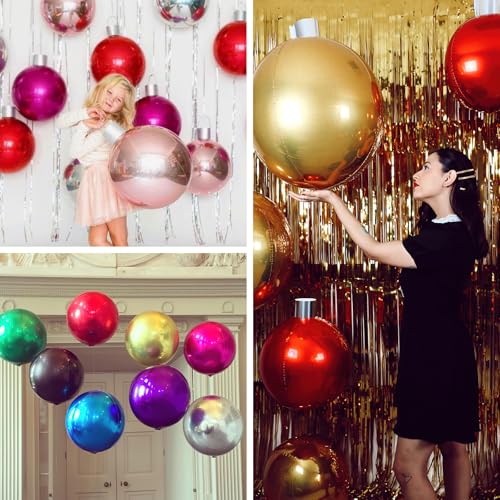 Image of PartyWoo Red Large Round Giant Foil 4D Balloons 20pcs Different Sizes | 22 15 10 Inch for Graduation Birthday Anniversary Casino Baby Shower Wedding Bridal Shower Gender Reveal Party Decorations