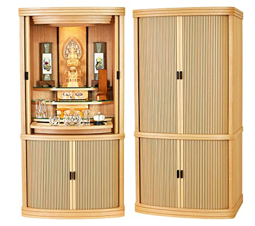 日本製 仏壇 モダン 床置型 ナチュラル色 40号 幅60cm 奥行き42cm 高さ120cm【お仏壇 設置サービス】高級 国産仏壇 おしゃれ モダン仏壇 小型仏壇 洋室 家具調 リビング インテリア 茶色 ナチュラル 【カイエン 40号】