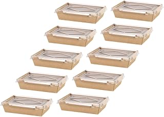 Luxshiny 10Pcs Dual Compartment Kraft Paper Snack Boxes Food Containers for Fried Chicken French Fries and Appetizers for Parties and Takeaway Packaging