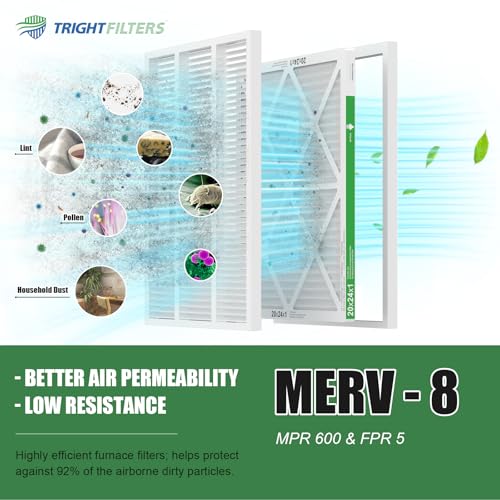 Image of TRIGHTFILTERS 20x24x1 Air Filter 4 Pack, MERV 8 Pleated HVAC Furnace Filter | Air Conditioner Filter Replacement Dust Defense Furnace AC Protection Durable Lightweight