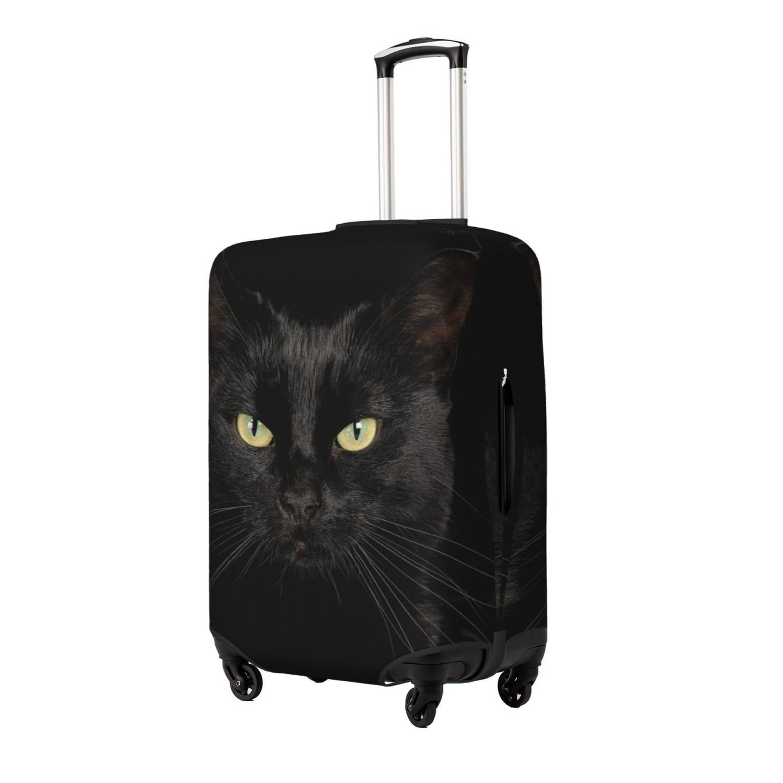 Cool Black Cat con gli occhi verdi copertura per bagagli elastico lavabile elasticizzato valigia da viaggio protezione antigraffio per bambini e adulti, Gatto, M, Per uso
