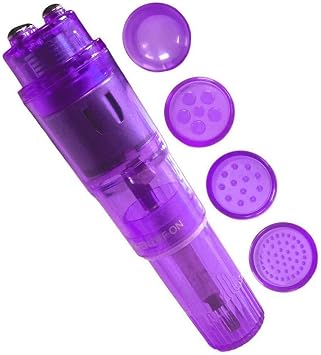 Mini Massager Pocket Portable Small Tool Massage Pen 4 Heads for Face Neck Head Back Shoulder (2PC Purple)