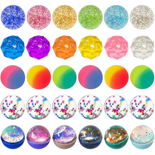 Xeehwb 50 Pcs Bulk Bouncy Balls For Kids,5 Styles 32Mm Assorted Bouncy Balls,Colorful Bouncy Balls For Kids Party Favors,Birthday Gifts,Carnival Prizes,Classroom Rewards cover