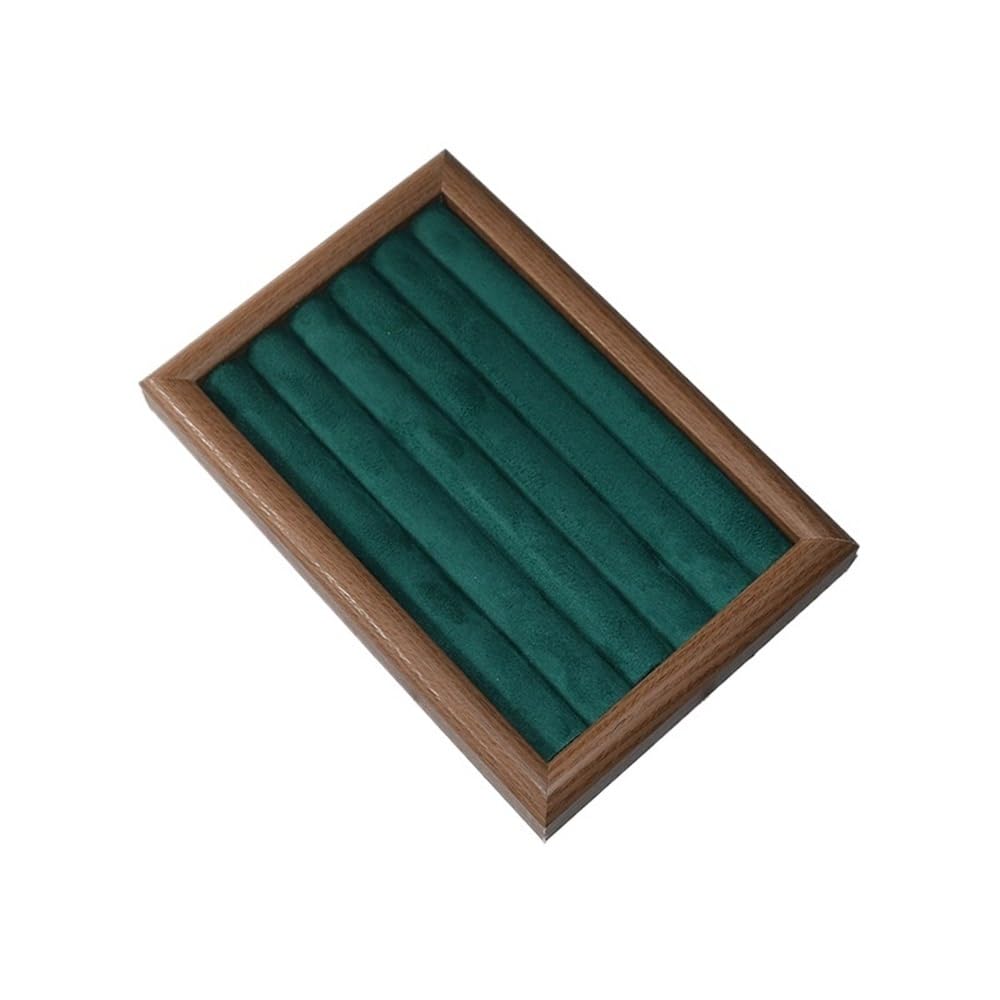 Zeng25liangOu-12 jewellery stand Brown Dark Green Wooden Jewelry Rack Ring Tray Bracelet Earring Staple Earring Storage for Display and Storage(Small)