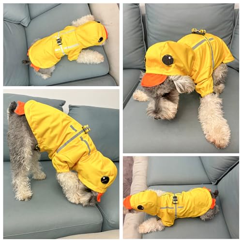 BEAUTYZOO Capa de chuva para cães com capuz com arnês embutido para cães pequenos, médios e grandes,