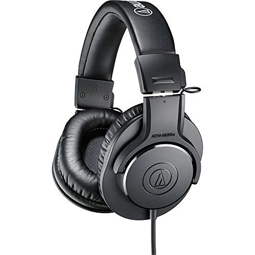 Audio-Technica ATH-M20x Professional Studio Monitor Headphones, Black (AUD ATHM20X)