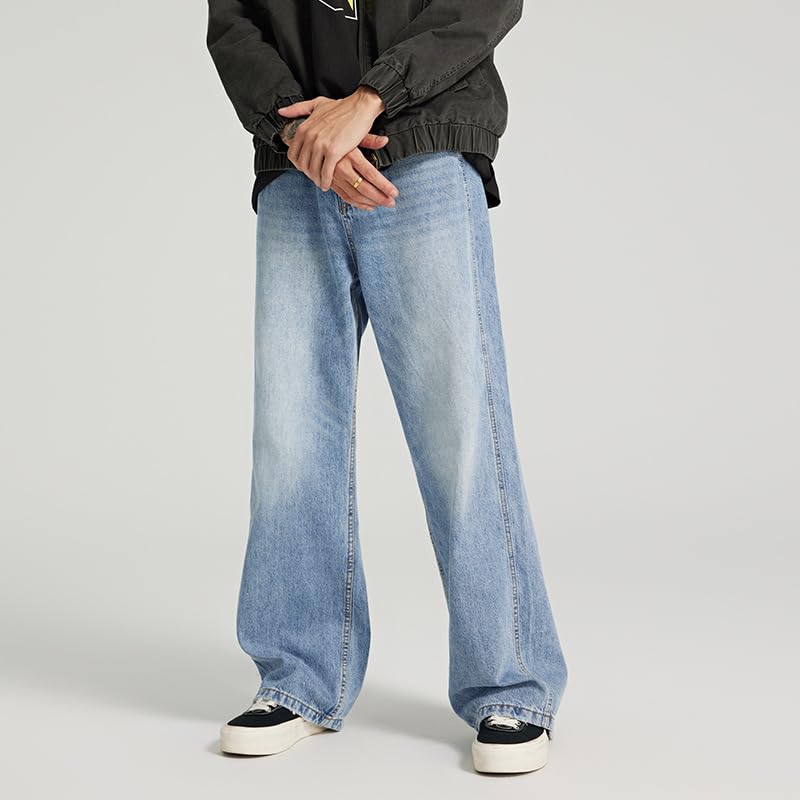 Men's Summer Jeans Vintage American Loose Straight Denim Everyday Pants4