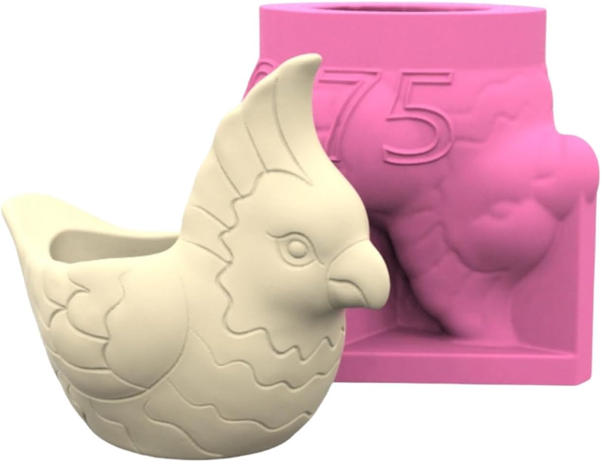 Succulent Planter Mold, Parrot Shaped Silicone Flower Pot Molds for Concrete Epoxy Resin, Creative Plaster Candle Holder Jewelry Storage Box Makeup Pen Holder Mould Table Ornament Mould
