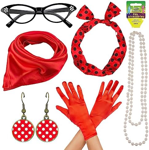 Nizirioo Rockabilly Accessoires 50 Zubehör Set 1950s Rockabilly A...