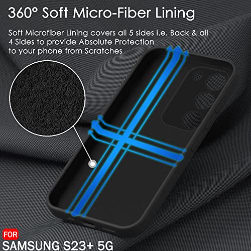 Image of TheGiftKart Liquid Silicone Back Cover Case for Samsung Galaxy S23 Plus 5G | Soft Micro-Fibre Lining Inside | Camera & Screen Protection | Shockproof Back Cover for Samsung S23+5G (Silicone, Black)