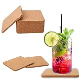 wortek Kork Untersetzer 10er Set - Korkuntersetzer eckig 10cm Kork Untersetzer - Kork Tassen Untersetzer Gläser Kork - Glasuntersetzer Kork für Raclette, Tee, Kaffee, Cocktail - Korkdeckel eckig