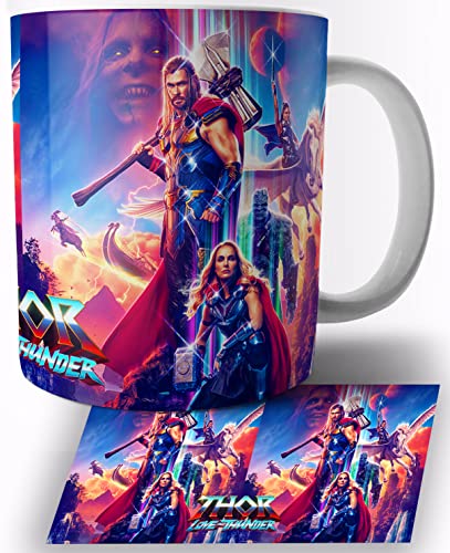 Love And Thunder Lady Thor Jane Foster Natalie Portman Chris Hemsworth C Taza de Ceramica Blanca 325ml Mug Cover